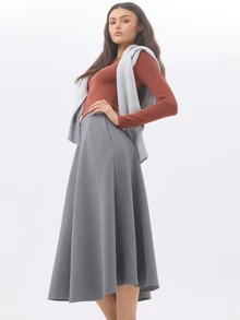 KÆRIA Hus Long Sleeve Boat-Neck Top - Sculpted Jersey - Rust Red - Minimalist, Workwear, Layering, Long Sleeve - Red - View 5