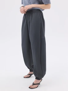 KÆRIA Hus Cuffed Harem Trousers - Fluid Tailoring - Slate Blue - Elasticated, Side Pockets, Balloon, Preppy - Dark Grey - View 4
