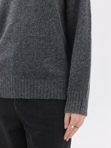 KÆRIA Hus Áo len cổ giả thoải mái - Len Alpaca pha dệt kim - Màu xám than - Cao cấp, phối lớp, tối giản - Màu xám đen - Xem 7
