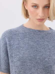 KÆRIA Hus Women's Solid Color Casual Versatile Daily Wear Knit Top - Dusty Blue - View 7