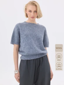 KÆRIA Hus Women's Solid Color Casual Versatile Daily Wear Knit Top - Dusty Blue - View 10