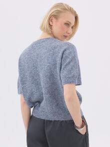 KÆRIA Hus Women's Solid Color Casual Versatile Daily Wear Knit Top - Dusty Blue - View 3