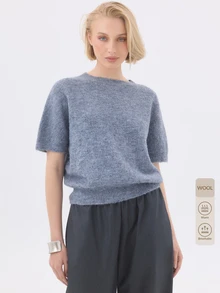 KÆRIA Hus Women's Solid Color Casual Versatile Daily Wear Knit Top - Dusty Blue - View 9