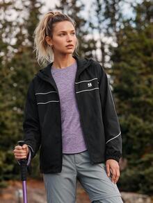 In My Nature Women's Long Sleeve Zipper Front Hooded Outdoor Casual Jacket - Black - View 1