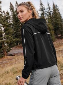In My Nature Women's Long Sleeve Zipper Front Hooded Outdoor Casual Jacket - Black - View 4
