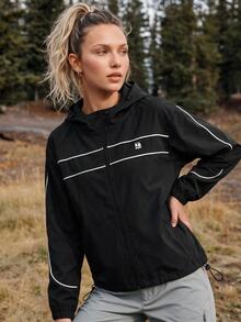 In My Nature Women's Long Sleeve Zipper Front Hooded Outdoor Casual Jacket - Black - View 6