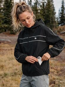 In My Nature Women's Long Sleeve Zipper Front Hooded Outdoor Casual Jacket - Black - View 2