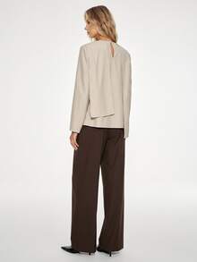 ATUI Studio Women's Long Sleeve Round Neck Loose Straight Casual Everyday Top - Khaki - View 5