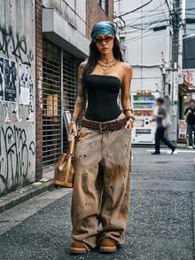 StreetHx 夏季街头女式无袖抹胸紧身衣 - 黑色 - 查看 3