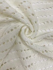 Nubod Plus Size Loose Casual Bohemian Boho Vacation Hollow Out Button Knit Cardigan Fall Formal All White Beach - White - View 4