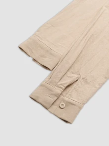 LUMIGAL Women's Khaki Loose Collar Shirt And Wide Leg Pants 2 Pieces Set - Khaki - View 6