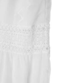 EMERY ROSE Women's Vacation Solid Color Elastic Waist Lace Ruffle Hem Skirt - White - View 5
