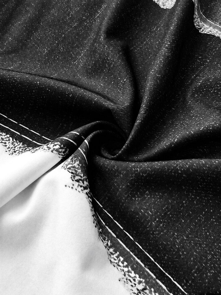 Mawevolt Summer Colorblock Woven Digital Patchwork Casual Loose Straight Leg Cargo Pants Fall - Black and White - View 8