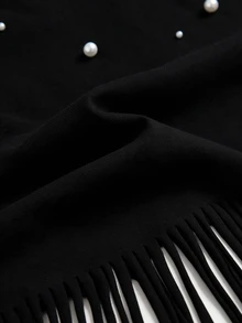 GlowEve CURVE Plus Size Casual Embellished Beaded Fringe Plus Size T-Shirt - Black - View 3
