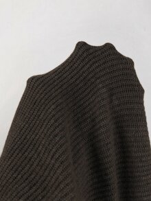 SHEIN Fall Winter Lapel Collar Button Front Knit Cardigan, Casual Loose Outerwear With Pockets - Coffee Brown - View 3