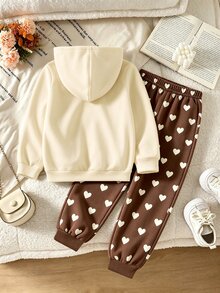 SHEIN Explorewe Bộ quần áo thường ngày cho bé gái gồm áo nỉ tay dài và quần họa tiết hoạt hình phong cách casual - trắng - Xem 2