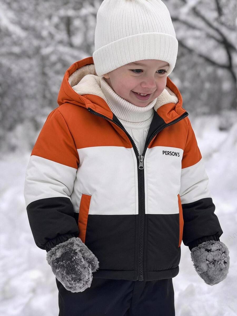 SHEIN Young BoyOutdoor Street Style Gentleman Thick Padded Coat, Autumn/Winter - Orange - View 1