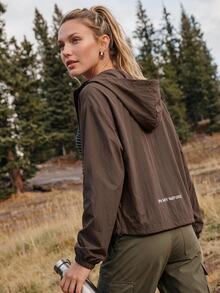 In My Nature Women's Zipper Front Long Sleeve Hooded Outdoor Casual Jacket - Coffee Brown - View 3