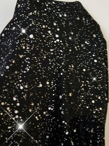 SHEIN Clasi 大尺碼優雅性感精緻亮片水鑽裝飾洋裝 時尚獨特亮片裙 秋季聖誕派對晚宴黑色 - 黑色 - 查看 8