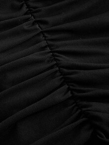 Skyraze Black Plunging Neck Flowy Tie Waist Cut Out Mid-Length Dress For Women - Black - View 6