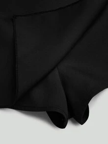 Sweetra Plus Size Women's Fashionable High Waist Slimming Knotted Asymmetrical Skort - Black - View 6