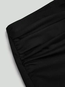 Sweetra Plus Size Women's Fashionable High Waist Slimming Knotted Asymmetrical Skort - Black - View 9