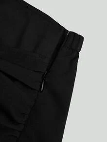 Sweetra Plus Size Women's Fashionable High Waist Slimming Knotted Asymmetrical Skort - Black - View 8