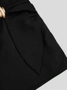 Sweetra Plus Size Women's Fashionable High Waist Slimming Knotted Asymmetrical Skort - Black - View 7