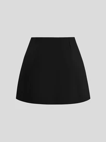 Sweetra Plus Size Women Casual Bow Decor Versatile Date Night Mini Skirt Fall - Black - View 2