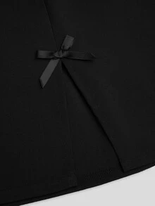 Sweetra Plus Size Women Casual Bow Decor Versatile Date Night Mini Skirt Fall - Black - View 8