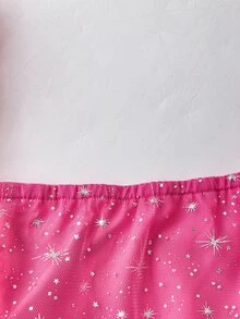 Sweetra Party Plus Size Women Square Collar Puff Sleeve Sweet Sparkly Princess Style Puff Dress - Pink - View 7