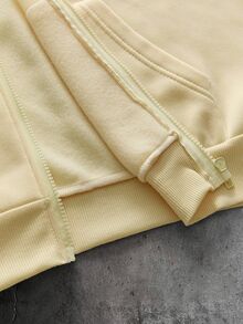 AXEPEAK Men's Solid Color Zip-Up Hoodie And Sweatpants Casual Set - Yellow - View 6