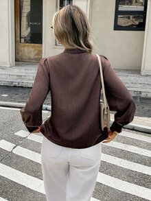 SHEIN Frenchy Women's Solid Color Casual Versatile Daily Wear Shirt - Brown - View 2