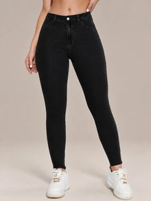 Flexra Slant Pocket Skinny Jeans - Black - View 1