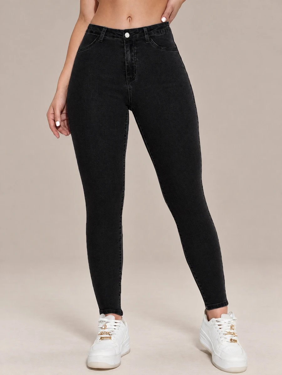 Flexra Slant Pocket Skinny Jeans - Black - View 1