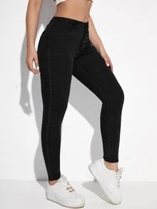 Flexra Slant Pocket Skinny Jeans - Black - View 6