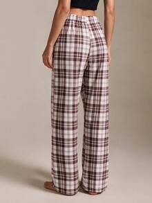 Athîral Women's Casual Plaid Print Elastic Waist Straight Leg Lounge Pants - Multicolor - View 6