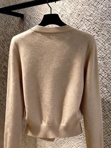 GlowEve Women's Asymmetric Diagonal Button Front Long Sleeve Ribbed Hem Fashion Casual French Elegant Versatile Cardigan Office Brunch Beige Fall - Khaki - View 2