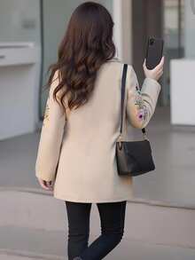 SHEIN Girls' Mid-Length Lapel Elegant Party Casual Jacket Fall Winter - Multicolor - View 3