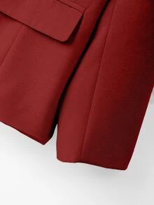 EMERY ROSE 休閒辦公 OL 百搭紋理亞麻單排扣西裝外套 秋季長袖休閒夾克 女裝 - 紅色 - 查看 7