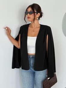 Firerie Blazer Elegan Romantis Ukuran Plus Warna Hitam, Pakaian Musim Gugur/Musim Dingin untuk Wanita - Hitam - View 7