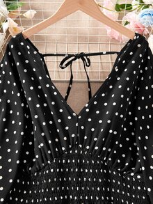 DreamSkyne Exquisite & Elegant Plus Size Polka Dot Jumpsuit, Minimalist And Fashionable, Suitable For Summer - Black - View 4