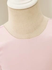 Glamorique Kids 女嬰淺粉色緞面薄紗洋裝，無袖優雅婚禮賓客花童禮服，手工串珠3D花朵生日夏季晚宴背心裙 - 粉色 - 查看 7