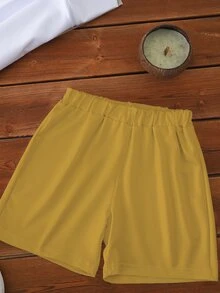 SHEIN 幼童男童夏季椰子樹字母印花短袖套裝，海灘度假風熱帶保守款，春季白色芥末黃 - 彩色 - 查看 8