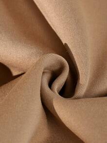 SHEIN Tween Girls Long Sleeve Fleece Fall Clothes Casual Solid Color Bow Decoration Hooded Zip-Up Cardigan Jacket, Back To School Fall Autumn Winter - Khaki - View 12