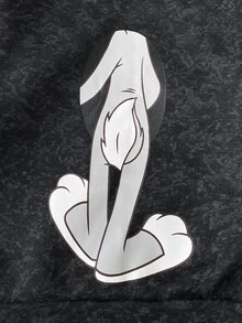 LOONEY TUNES X SHEIN 小男孩字母卡通兒童圖案休閒日常秋冬衛衣 - 灰色 - 查看 4