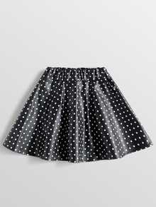 Maija Kids Maija Kids 青少年女孩優雅時尚休閒黑色波點人造皮革迷你裙，附短褲內襯與口袋，PU裙，PU裙褲，適合秋冬、返校、日常穿著 - 黑與白 - 查看 2