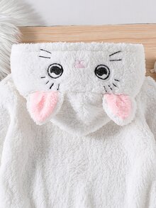 SHEIN Young Girl Young Girl Kids Young Girl Young Girls Casual Multi-Functional Comfortable Butterfly Print Hooded Zip-Up Knit Autumn Winter - White - View 4