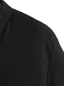 MENRIVO Loose Fit Men's Solid Color Casual Half Button Shirt, Formal - Black - View 5