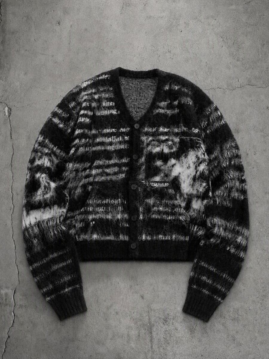 Mainfolk Men's V-Neck Casual Daily Wear Sweater - Black and White - View 1